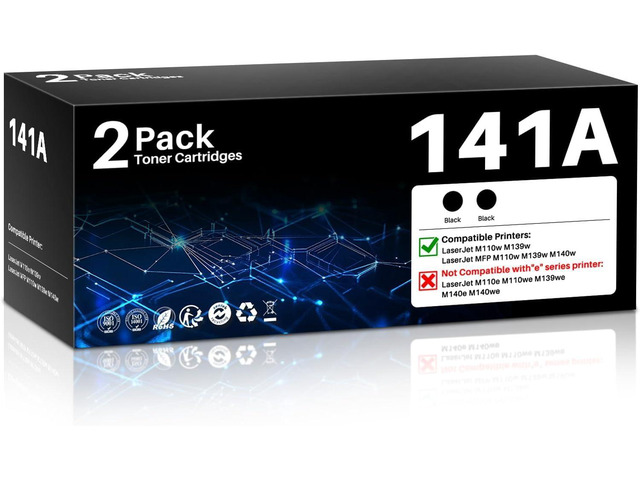 141A W1410A Toner Cartridges for HP LaserJet M110w M140w MFP M139w Printer for HP 141A Black LaserJet Toner Cartridge (with Chip, Black, 2-Pack)