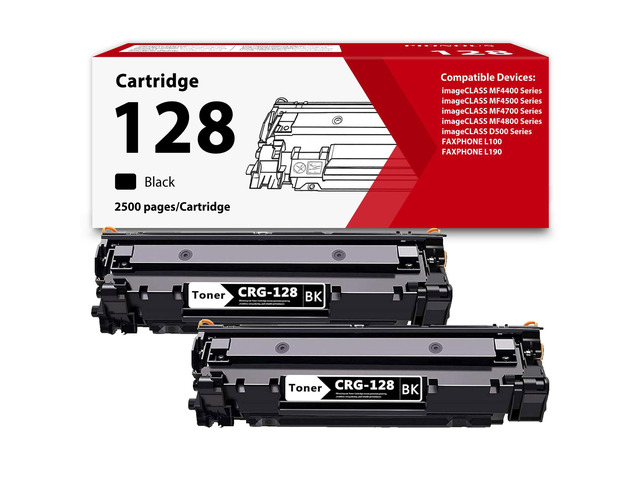 128 Black Toner Cartridge (2-Pack) Compatible 128 Toner Replacement for Canon CRG128 Cartridge for imageCLASS D530 D550 MF4890dw MF4880dw MF4770n...