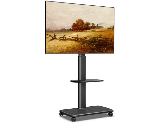 Rolling TV Stand, Mobile TV Cart on Wheels for 32-75 Inch Flat Screen, Tall Floor TV Stand with Swivel Mount for Bedroom, Outdoor, Home Office,...