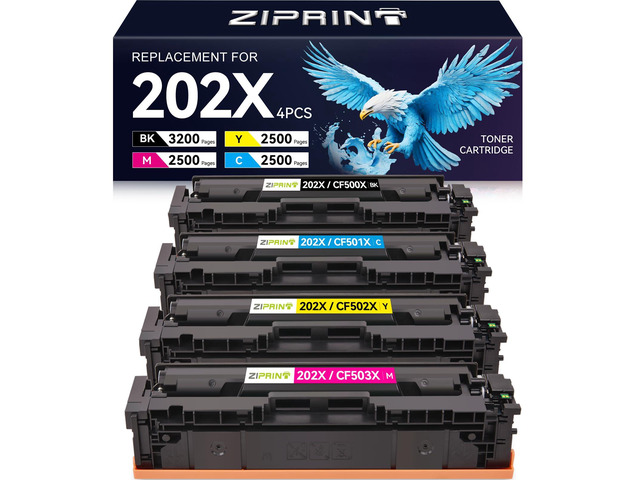 202X Toner Cartridges High Yield 202A CF500X CF500A M281fdw 4 Pack Compatible for HP Color LaserJet Pro MFP M281fdw M254dw M281cdw M281fdn M281dw...