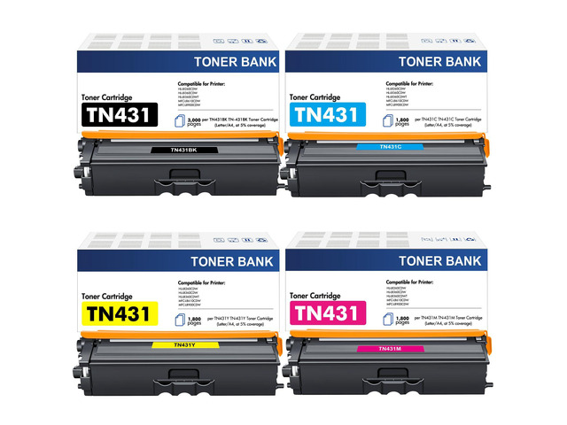 TN-431 TN431 4-Color Toner Cartridge Set 4 Pack TN431 TN 431 MFC-L8900CDW Compatible for Brother TN-431 Toner Cartridges for Brother MFC-L8900CDW...
