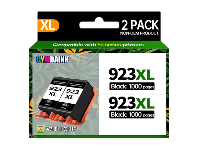 Black 2Pack 923XL Ink Cartridge High-Yield with Chip Compatible with Home Office School Printers Replacement for Pro 8120 8122e 8132e 8124e 8125e...