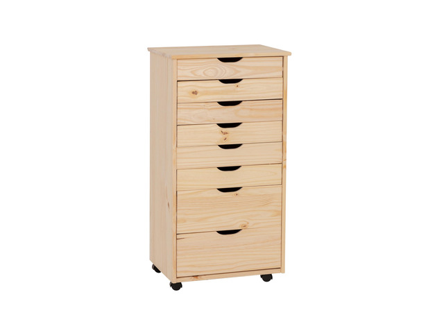 Corinne Unfinished Eight Drawer Wooden Rolling Storage Cart