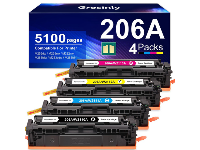 206A Toner Cartridges Set 4-Pack Compatible Replacement for HP 206A 206X for Color LaserJet Pro MFP M283fdw M283cdw M283fdn M255dw M255nw Printer...