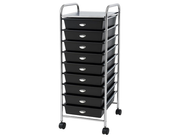 US TECH Storage Organizer for Art Supplies Beauty Products Kids' Cafts & Makeup with 10-Drawer Multipurpose Rolling Storage Organizer (10 Tier, Black)