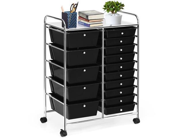 HOMGX Storage Cart with 15 Drawers, 15 Drawer Organizer Trolley, 15 Tiers Storage Trolley, File and Debris Storage Cart, Rolling Drawer Cart for...