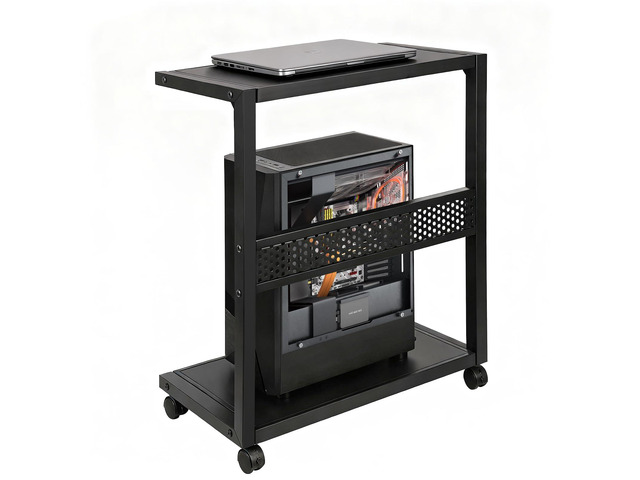 Large Computer Tower Stand 2-Tier Metal PC Stand for Floor Carpet Under Desk Mobile CPU Stand for Most Computer Towers, 17.52'L x 27.16 'H