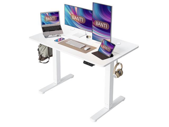 40'' Electric Height Adjustable Standing Desk,Sit Stand up Desk,Ergonomic Sit-Stand Desk for Home Office,White Top