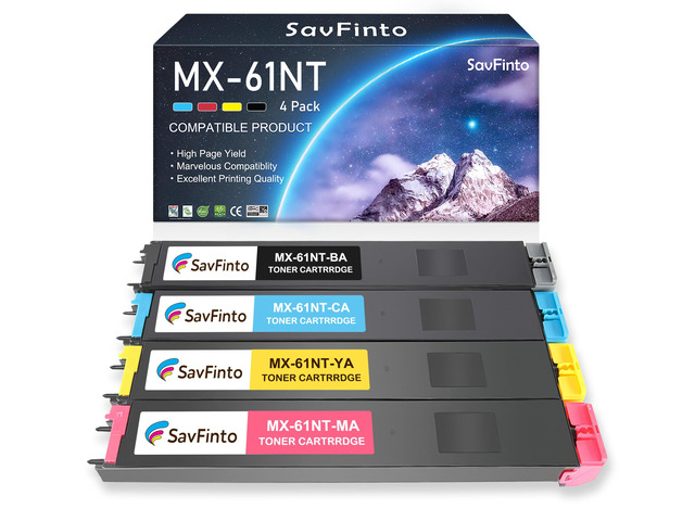 MX-61NT MX61NT Toner Cartridge Replacement for 61NTBA 61NTCA 61NTMA 61NTYA for Sharp MX-3071 MX-3070v MX-3051 MX-3050 MX-2651 MX-3570V MX-3070...