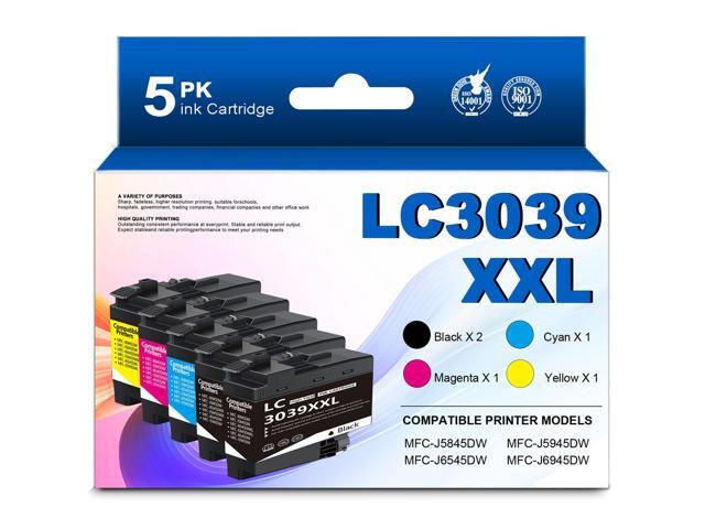 LC3039 LC3039XXL (5Pack, BK/C/M/Y) Ultra High Yield Ink Cartridges Replacement for Brother LC3037 XXL LC3039 Work for MFC-J5945DW MFC-J6945DW...