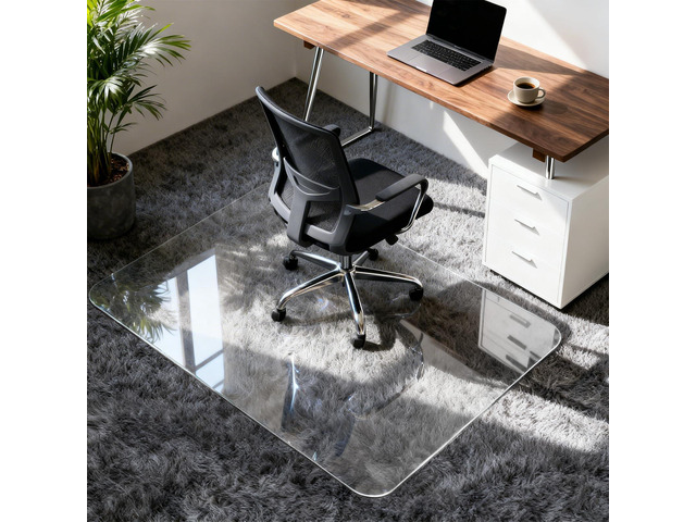 Glass Chair Mat for Carpet, 36'x48' Tempered Glass Office Chair Mat 1/5' Thick,Heavy Duty Chair Mat with Rounded and Polished Edges,Smooth Glide...