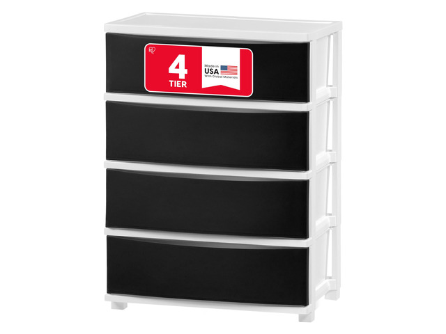 4-Drawer Wide Plastic Drawer Organizer, Matte Black Organize clothing, accessories, crafts, and household items with spacious drawers and easy...