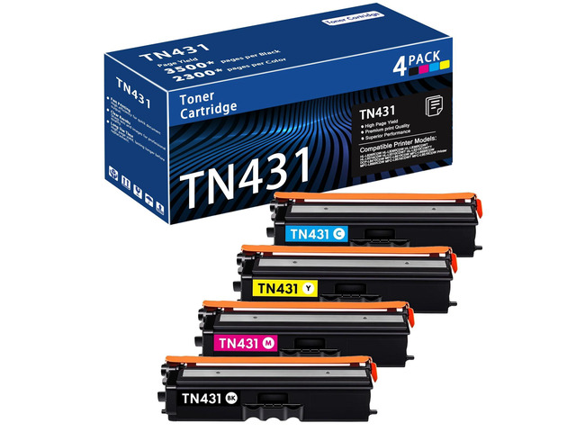 TN431 4-Color Toner Cartridge Set Replacement for Brother TN431 TN-431 Toner Cartridge Set Work with hl-l8260cdw, hl-l8360cdw, mfc-l8610cdw,...