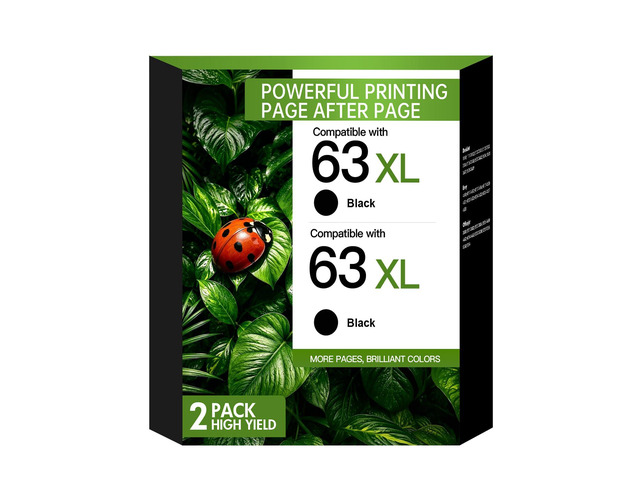 63XL 63 Black Ink Cartridge Officejet 3830 4520 for HP63XL for HP Printer Compatible for HP63 XL for HP Envy 4520 4512 Officejet 3830 4650 5258...