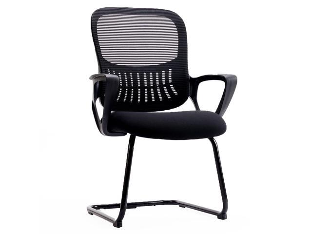 Reception Guest Chair Set of 1, Stationary Non Rolling Mesh Mid Back Computer Office Desk with Lumbar Support for Home Waiting Area Conference Room...