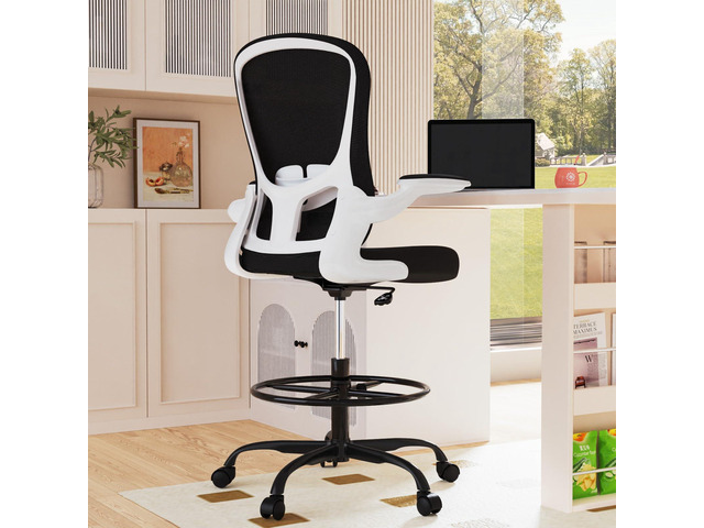 Drafting Chair, Tall Office Chair with Flip-up Armrests Executive Ergonomic Computer Standing Desk Chair, Office Drafting Chair with Lumbar Support...