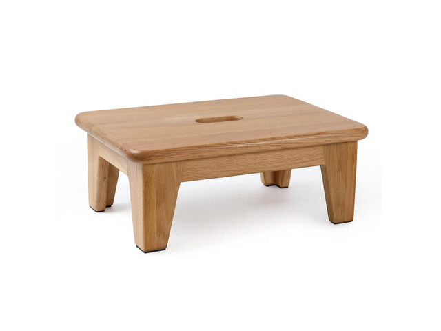 Oak Step Stool for Bed, Wooden Stool for Adults & Seniors - 6.5' High, Non-Slip Mat, No Assembly Needed, Solid Wood, Natural Color