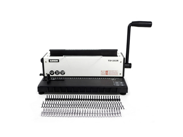 TD1202R Wire Binding Machine, 3:1 Pitch Round Hole Coil Binder Hole Punch, Compatible with Wire, Spiral, and Click Binding Spines, 32-Hole Punch,...