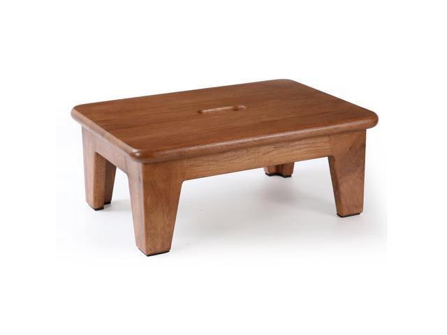 Step Stool for Bed - USA Grown Oak, Wooden Stool for Adults and Seniors, 6.5' High, Non-Slip Mat, No Assembly Needed, Solid Wood, Chocolate Color
