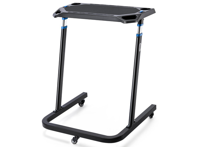 Indoor Cycling Desk - Adjustable Height Bike Deak Laptop Stand Non-Slip Surface - Portable Bike Trainer Fitness Desk with Lockable Wheels