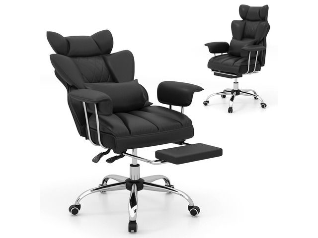 Office Desk Chair, Big and Tall Executive Office Chair with Foot Rest and Lumbar Support, High Back Leather Swivel Computer Task Chair, Large...