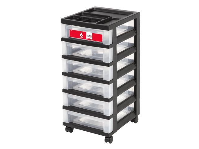 6-Drawer Rolling Storage Cart, Black/Clear Keep craft supplies, office essentials, classroom items, and accessories organized with easy-access...