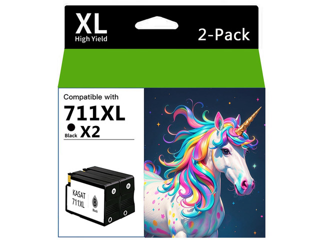 711xl Black 80-ml Ink cartridges High Yield 2-Pack Replacement for HP 711 Ink Cartridge to use for HP DesignJet T100 T120 T125 T130 T520 T525 T530...