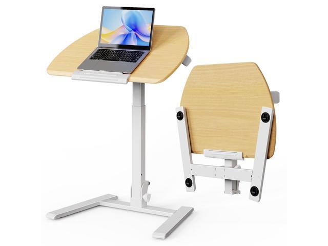 25' Folding Standing Desk, No-Assembly Height Adjustable Laptop Cart Portable Sit-Stand Laptop Cart with Tilt Top, Mobile Workstation for Home.