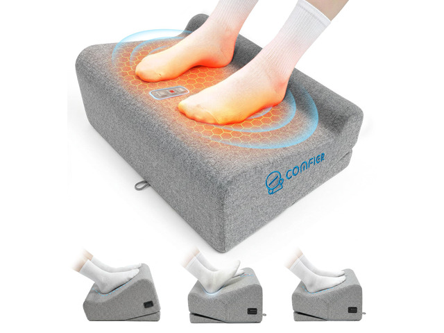 2026 Under Desk Foot Rest at Work with Graphene Fast Heat Cloth,Ergonomic Heated Foot Stand,2 Heights & 3 Heat & 3 Vibration,Heel Support for Back...