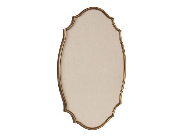 Leanna Decorative Scalloped Metal Pinboard; 24 x 36; Gold; Framed Rounded Oval Vintage Bulletin Board for Unique Display; Organization; and Decor