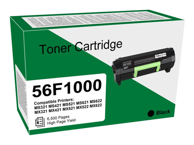 High Yield 56F1000 Black Toner Cartridge Compatible with Lexmark 56F1000 Replacement for Lexmark MS321 MS421 MS521 MS621 MS622 MX321 MX421 MX521...