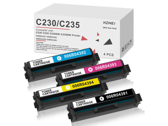 Extra High Yield C230 C235 Toner Cartridge 006R04391 006R04392 006R04393 006R04394 Toner Compatible for Xerox C235DNI C230DNI Printer 4 Pack,Black...