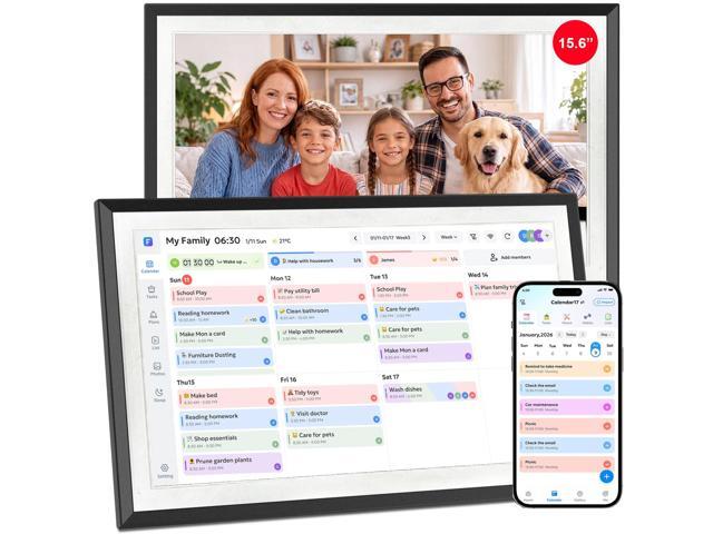 Digital Calendar Wall Touch Screen 15.6' HD Smart Family Planner Whole-Family Schedule Sync, Chore Rewards & Meal Planning, Zero Subscription.