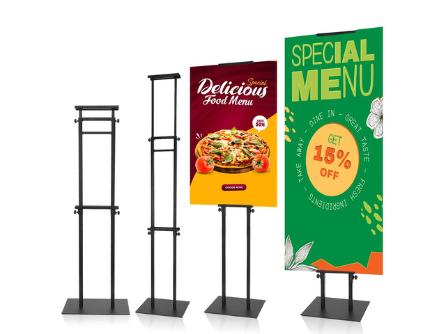 Poster Board Stand, Poster Stand, Foam Board Stand, Black, 4-Pack Double-Sided Display, Adjustable up to 78', 3.7 lb Weighted Stable Base,...