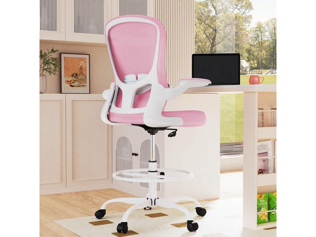 Drafting Chair, Tall Office Chair with Flip-up Armrests Executive Ergonomic Computer Standing Desk Chair, Office Drafting Chair with Lumbar Support...
