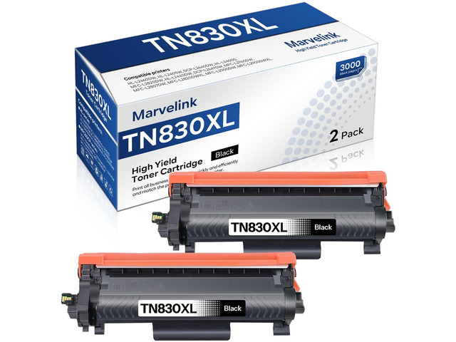 TN830XL High Yield Black Toner 2-Pack Compatible for Brother TN-830XL TN 830XL 830 Toner, DCP-L2640DW HL-L2460DW TN830 XL/V/R 830 XL Cartridge...