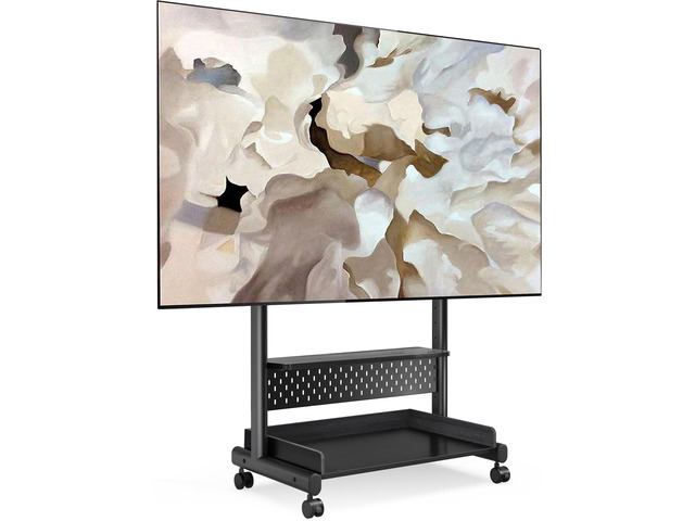 Rolling TV Stand Mount for 40 to 85 TVsMobile TV Floor Stand on Wheels with Large Storage Pegboard & Wooden Shelf,Heavy Duty TV Cart Hold Up to 132...