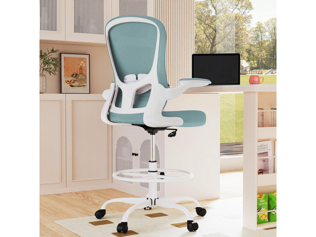 Drafting Chair, Tall Office Chair with Flip-up Armrests Executive Ergonomic Computer Standing Desk Chair, Office Drafting Chair with Lumbar Support...