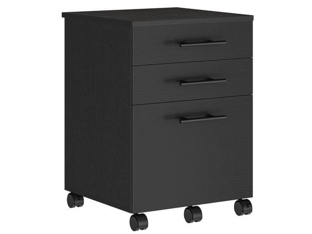 3-Drawer File Cabinet, Wooden Under Desk Filing Cabinet, fits A4/Letter Size for Home Office, Small Rolling Storage Drawer Chest, Printer Stand.