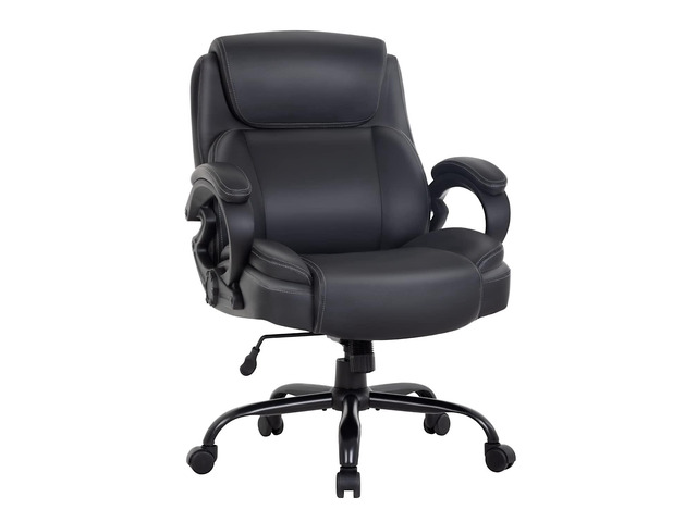 Big and Tall Office Chair 400lbs Wide Seat Ergonomic Desk Chair with Lumbar Support Arms High Back PU Leather Executive Task Computer Chair for...