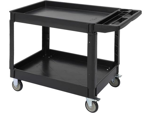 Service Cart 2-Shelf, Storage Handle, 500 lbs Capacity, for Warehouse/Garage/Cleaning/Manufacturing45'X25'