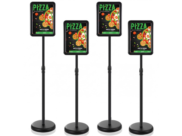4 Pack Sign Holder Stand 8.5 x 11'' Adjustable Heavy Duty Pedestal Floor Sign Holder Poster Stand for Outdoor Indoor Advertising, Vertical &...