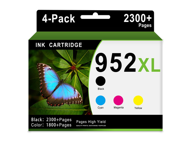 952XL Ink Cartridges Black Color 4-Pack, Replacement for HP 952 XL 952 Work with Officejet Pro 7720 7730 8715 8720 8702 8210 8730 8740 8216 8725...