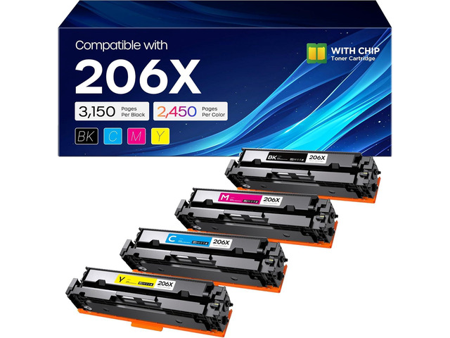 206X Toner Cartridges 4 Pack M283fdw M255dw Replacement for HP 206X 206A High Yield Compatible with Color LaserJet Pro MFP M283fdw M283cdw...