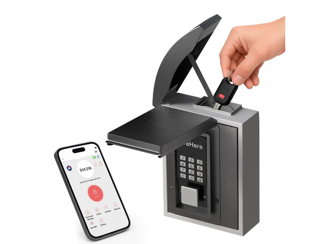Key Lock Box with Drop Slot & Waterprood Lid, Porch Hide a Key Box Wall Mount, Smart Key LockBox for House Outside, Realtors, Apartment, Store,...