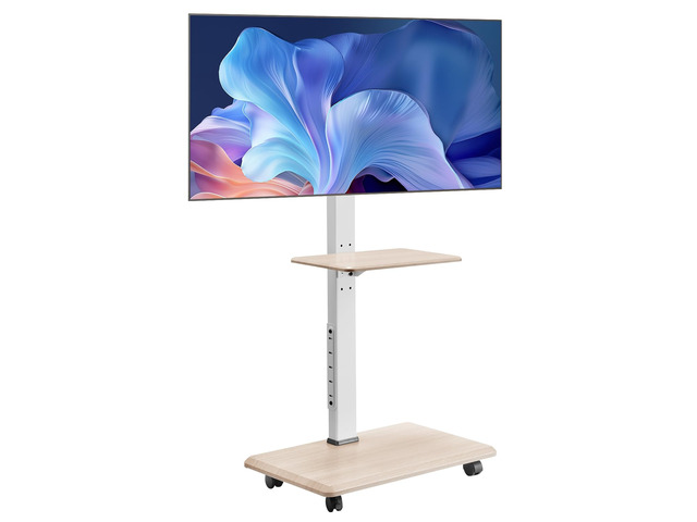 Rolling TV Stand, Mobile TV Cart for 32-70 Inch Screens, 25° Left-Right Rotation and Height Adjustable TV Mount with Tray, Holds up to 88 lbs for...