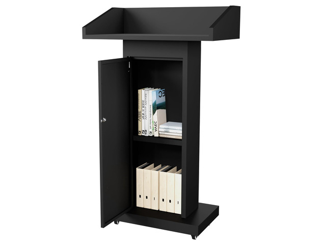 Podium Stand with Wheels for Lectern Presentation, Heavy-Duty Metal Pulpits for Offices, Classrooms, Conferences and Churches, Scratch-Resistant...