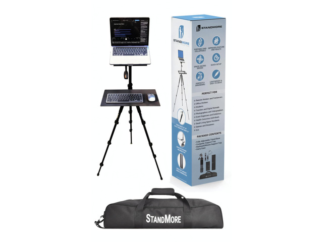 Portable Standing Desk with Keyboard Tray - Ergonomic, Height Adjustable Table with Carrying Bag for Indoor and Outdoor Use. Lightweight Design to...