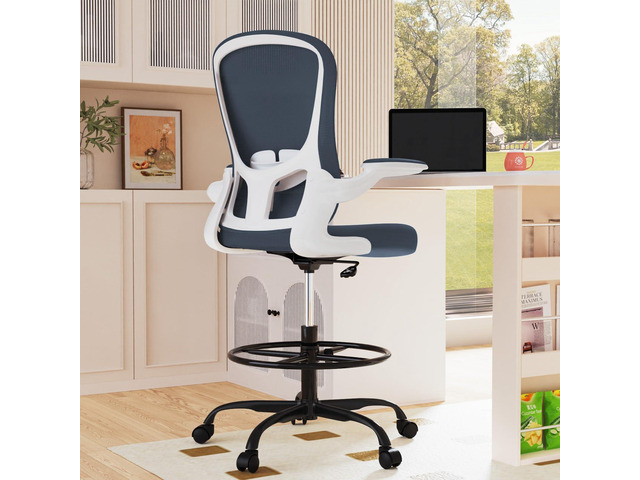 Drafting Chair, Tall Office Chair with Flip-up Armrests Executive Ergonomic Computer Standing Desk Chair, Office Drafting Chair with Lumbar Support...