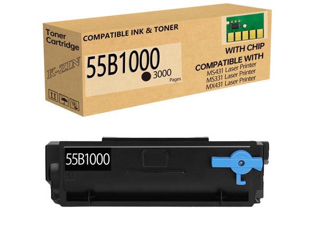 MS331 55B1000 Black Toner Cartridge with Chip 3000 Pages Compatible with Lexmark MS331dn MS431dn MS431dw MX331adn MX431adn MX432adwe MX431adw.